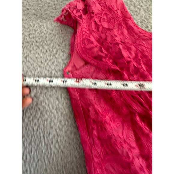 Vintage 50s Anns Vogue Shoppe Dress Small Midi Full Skirt Pink Lace Bubble - Picture 16 of 16